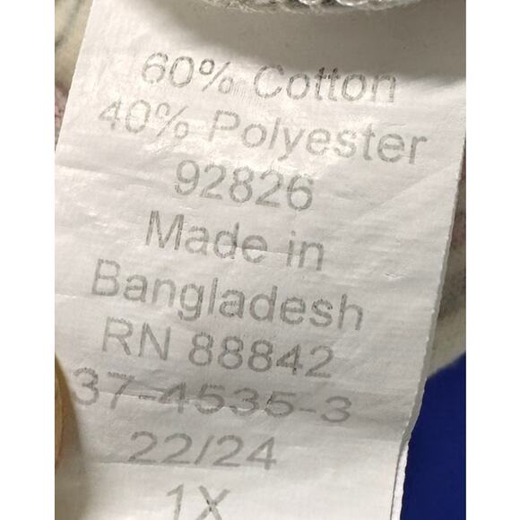 Woman Within Size 22/24 1X Long Sleeve TShirt Holiday Holly Berry Cotton Poly - Picture 4 of 8